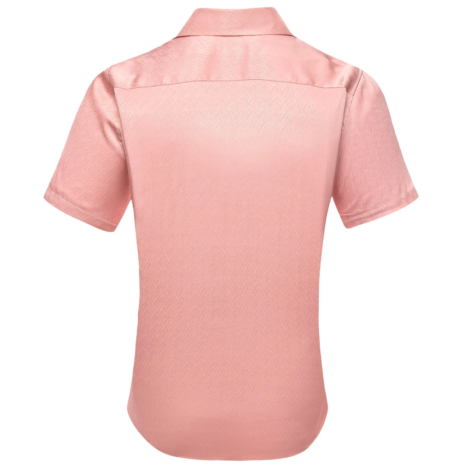 Pink Solid Silk Men's Short Sleeve Shirt