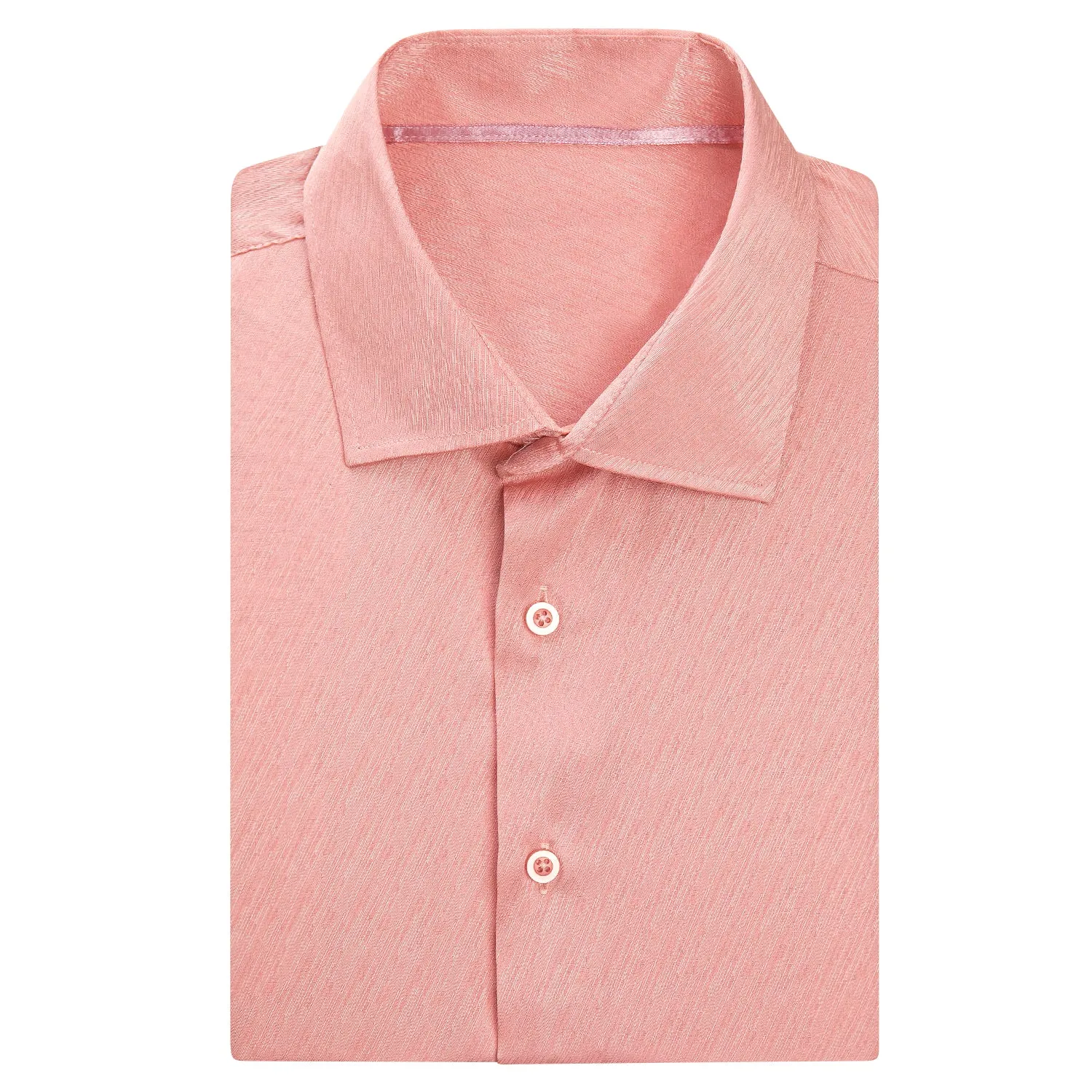 Pink Solid Silk Men's Short Sleeve Shirt