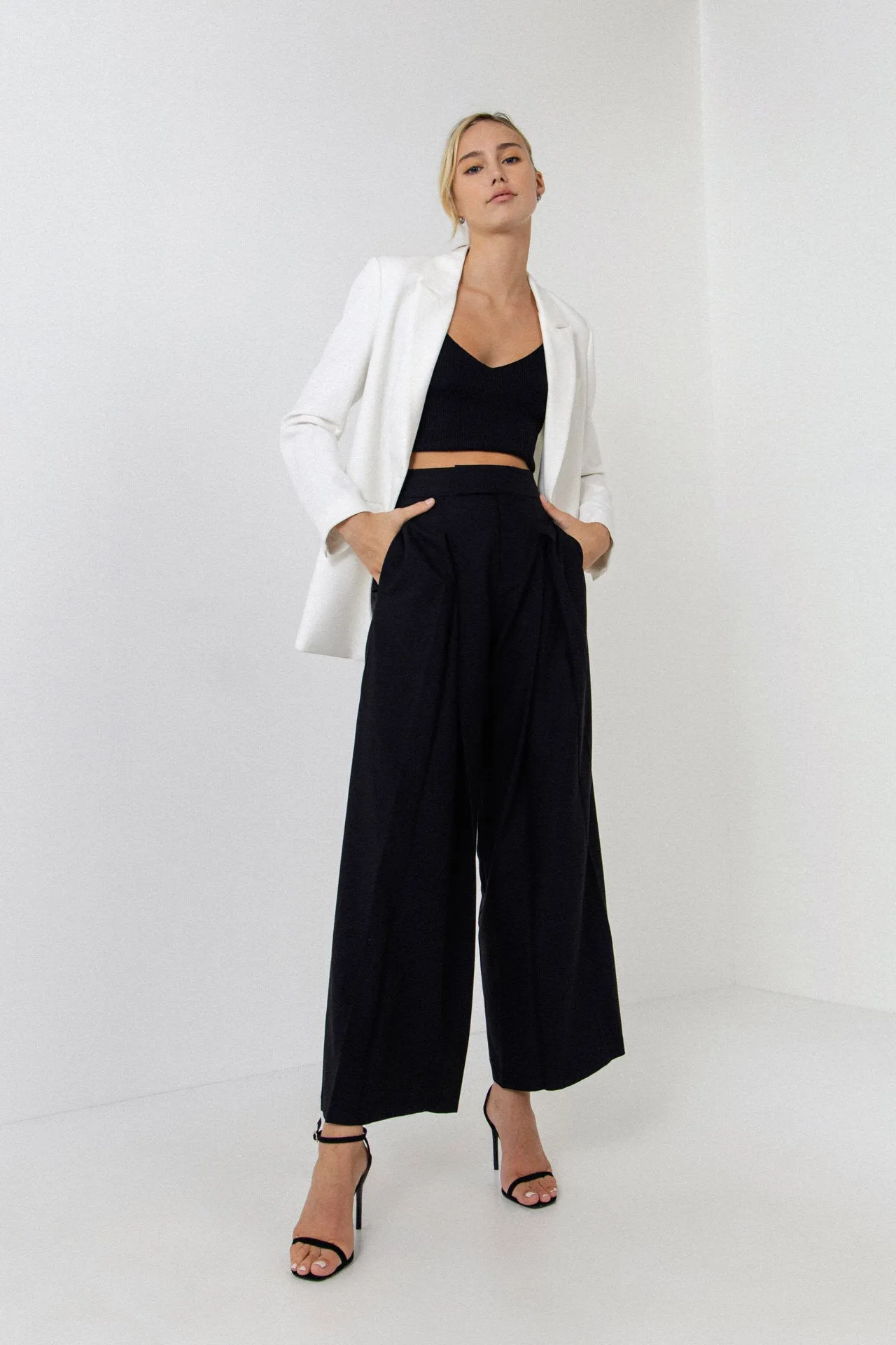 Pleated Detail Wide Pants