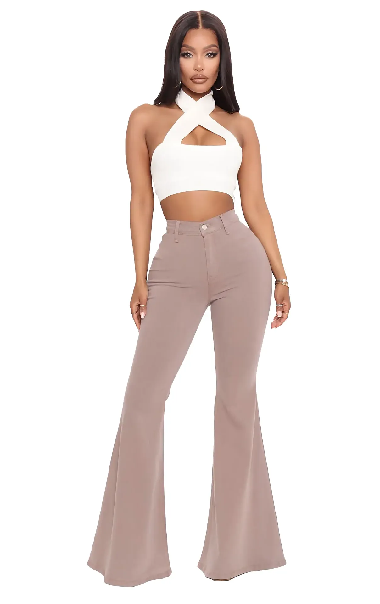 Plus Size Stretch High Waist Flare Jeans