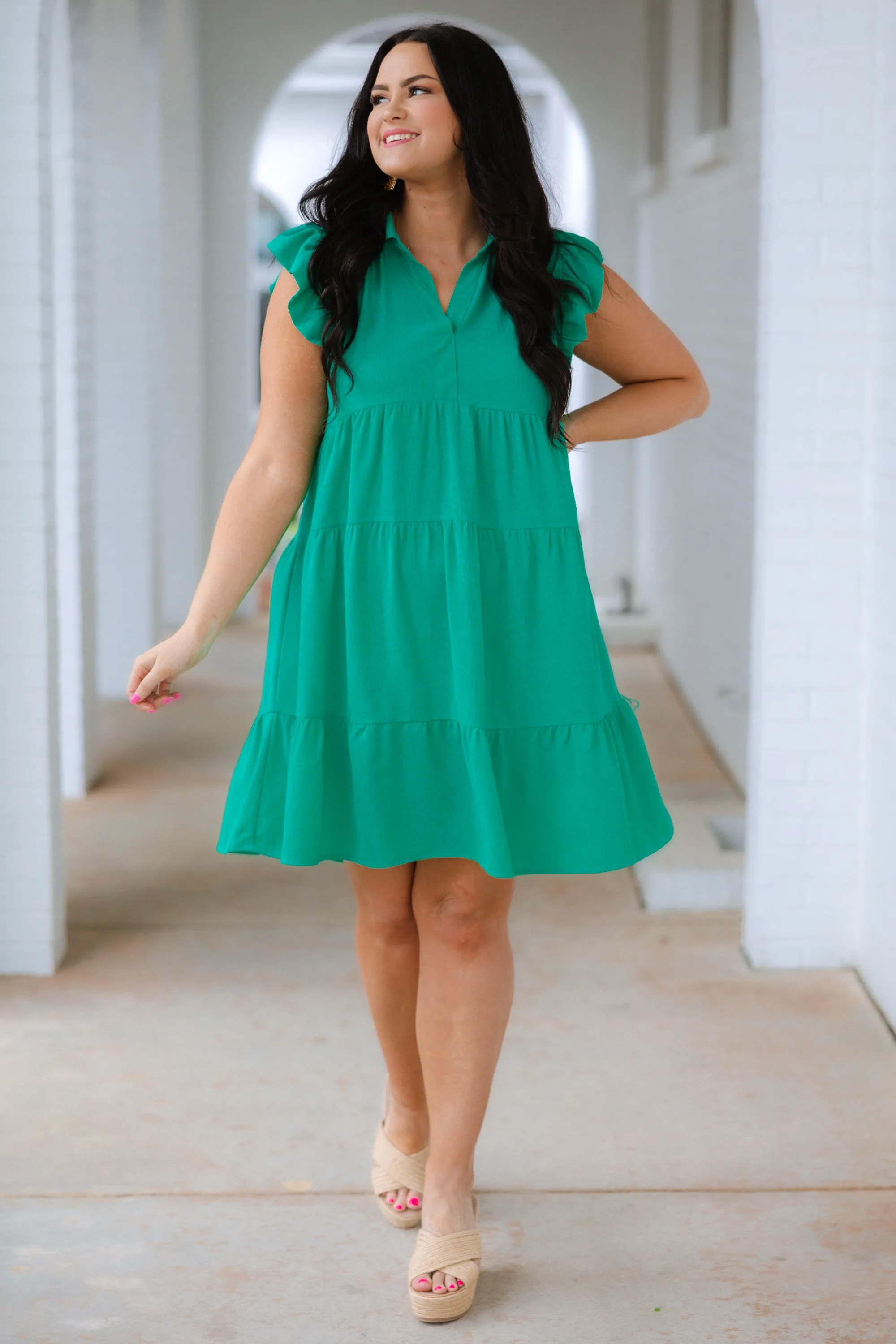 Pop Of Charm Dress, Jade Green