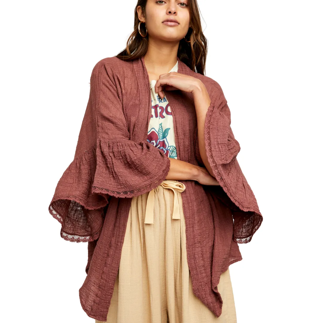 Poppy Ruffle Sleeves Kimono Jacket