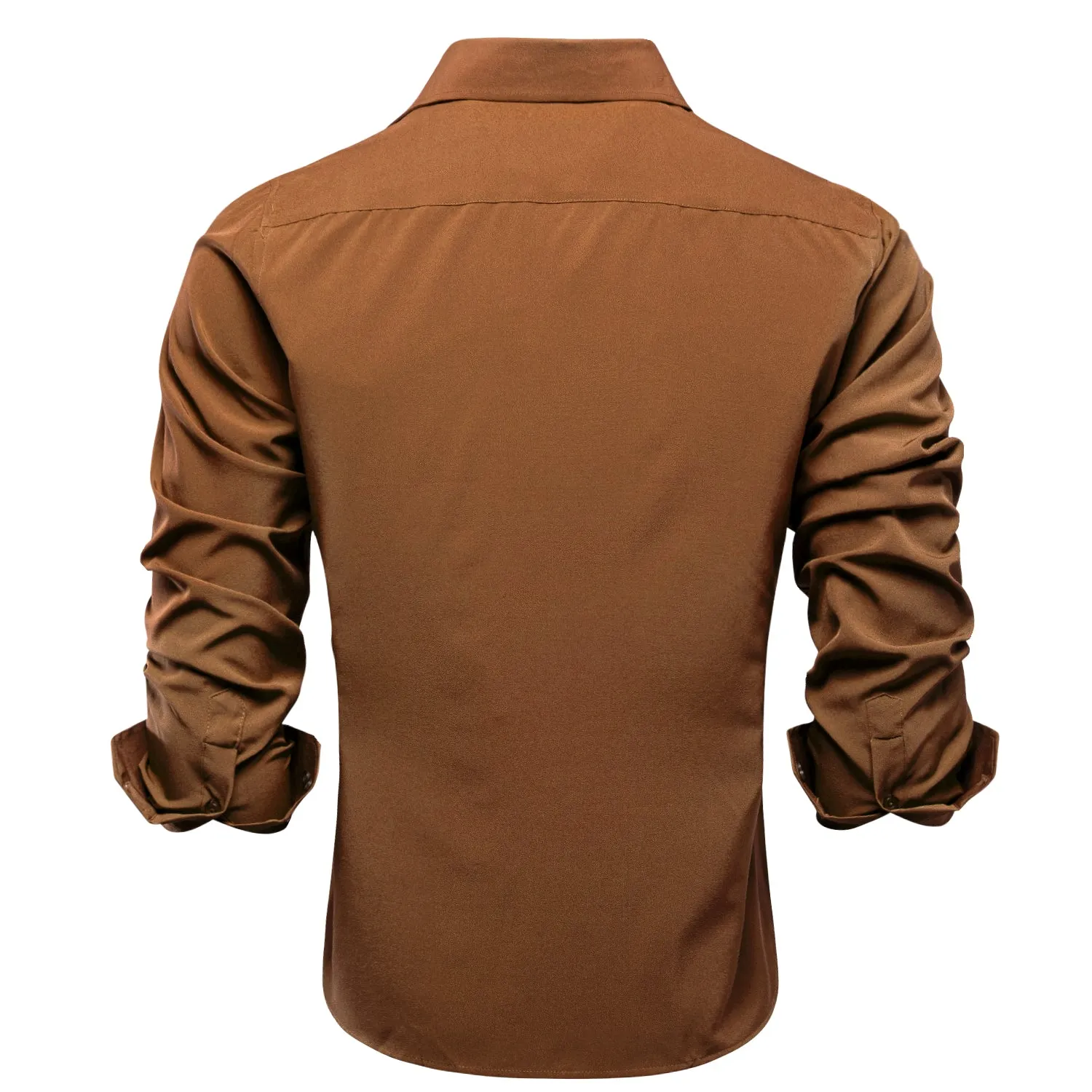 Pure Coffee Brown Solid Men's Long Sleeve Shirt