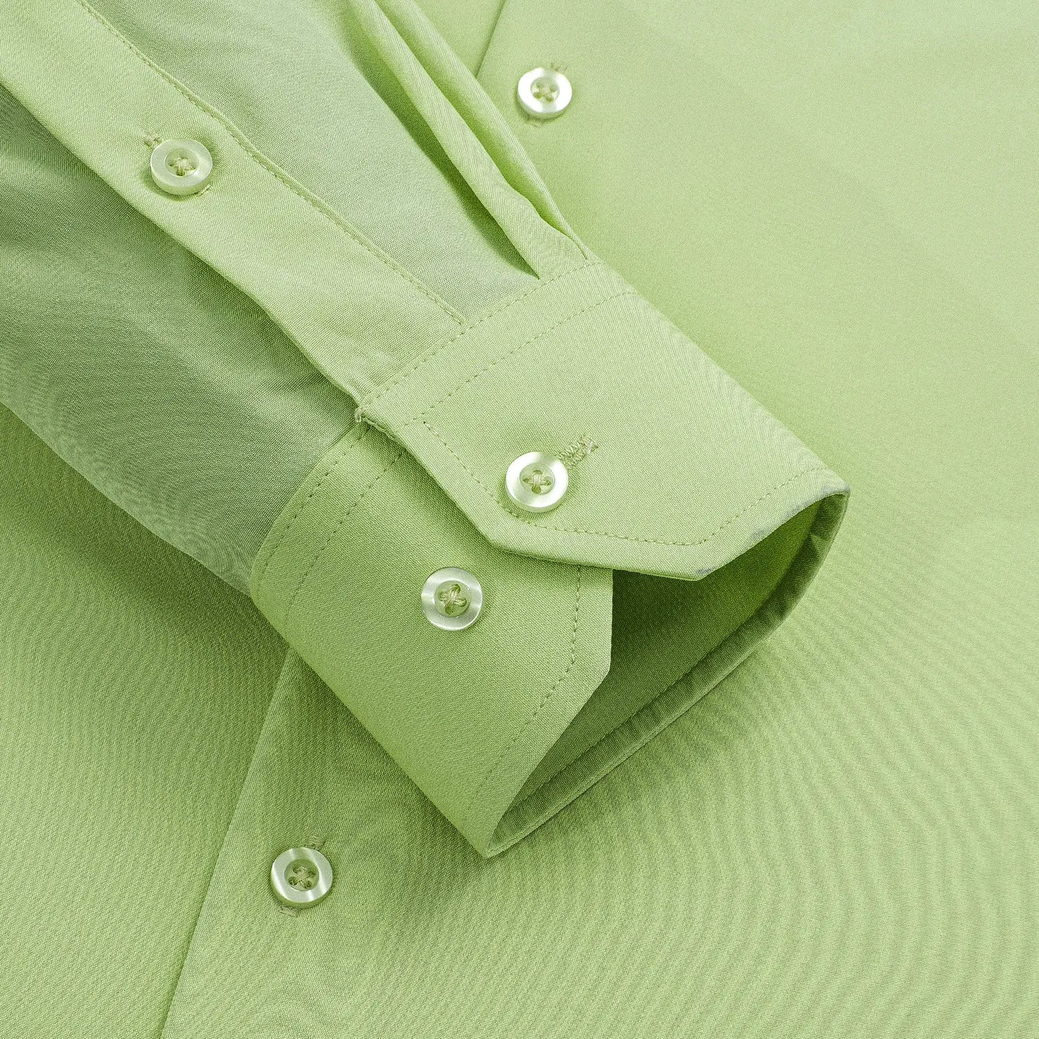 Pure Light Green Solid Men's Long Sleeve Shirt