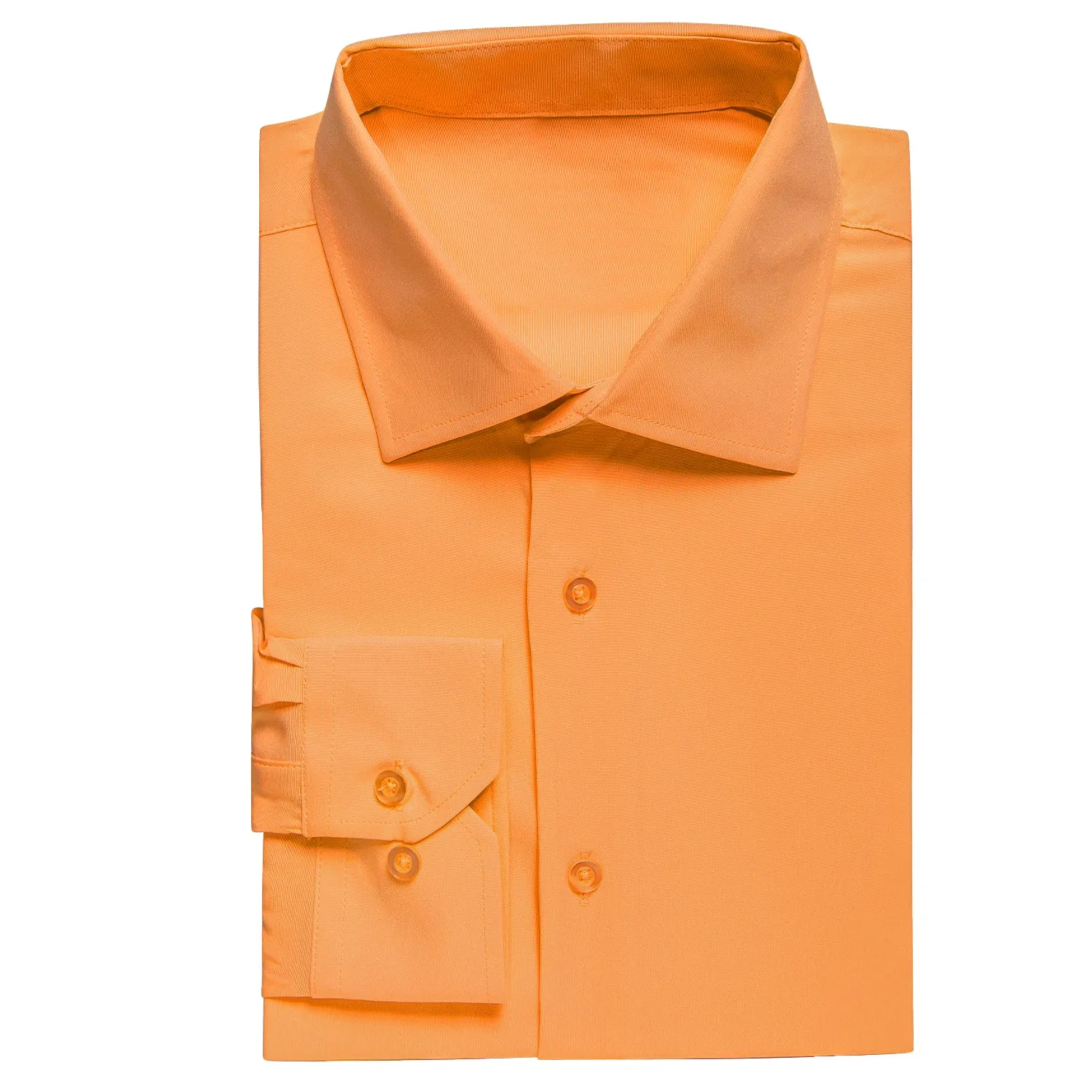 Pure Light Orange Solid Men's Long Sleeve Shirt