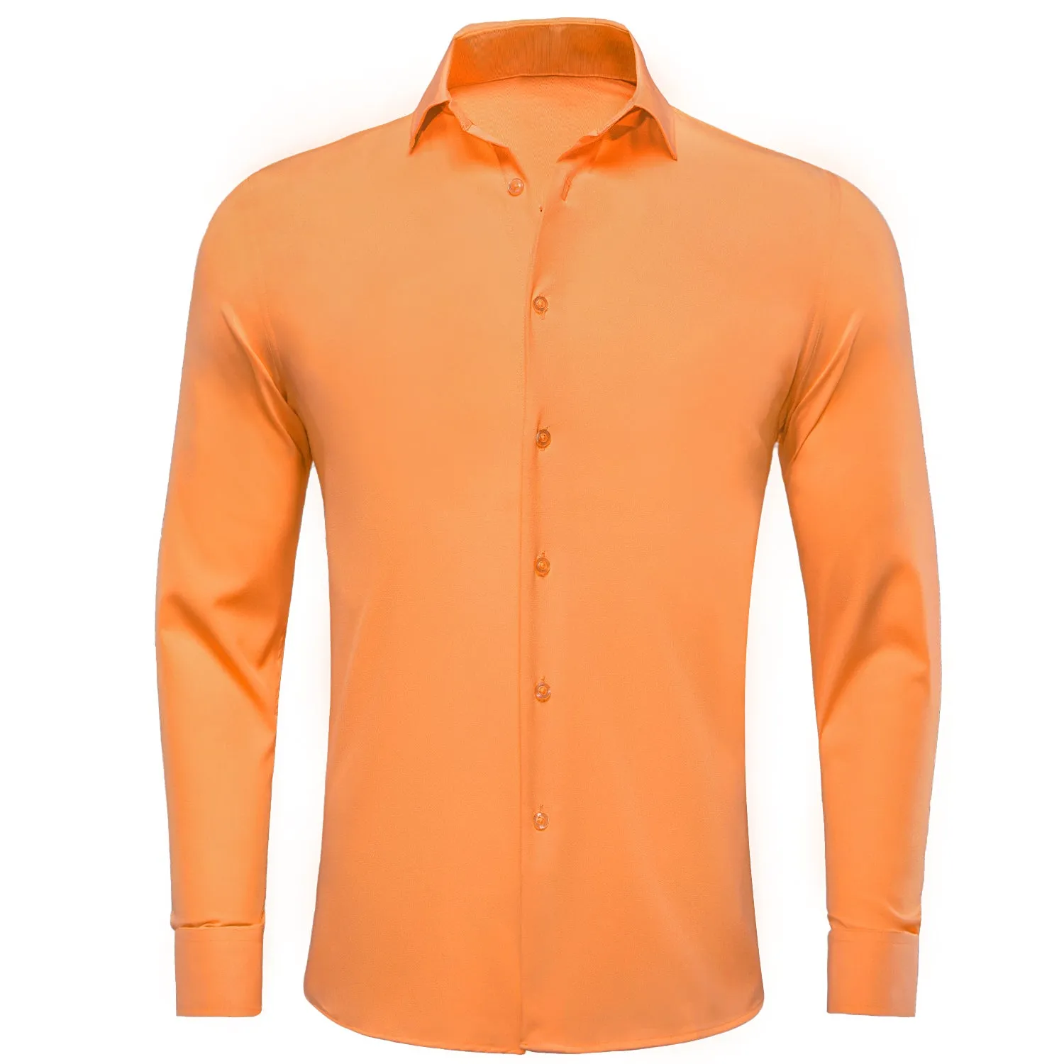 Pure Light Orange Solid Men's Long Sleeve Shirt