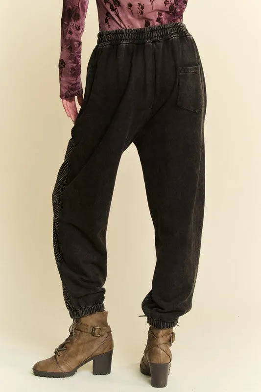 Rhinestone Joggers - Black