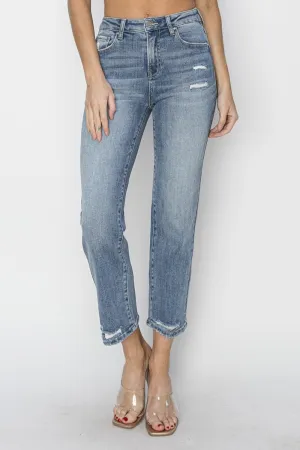 RISEN Full Size High Waist Distressed Cropped Jeans