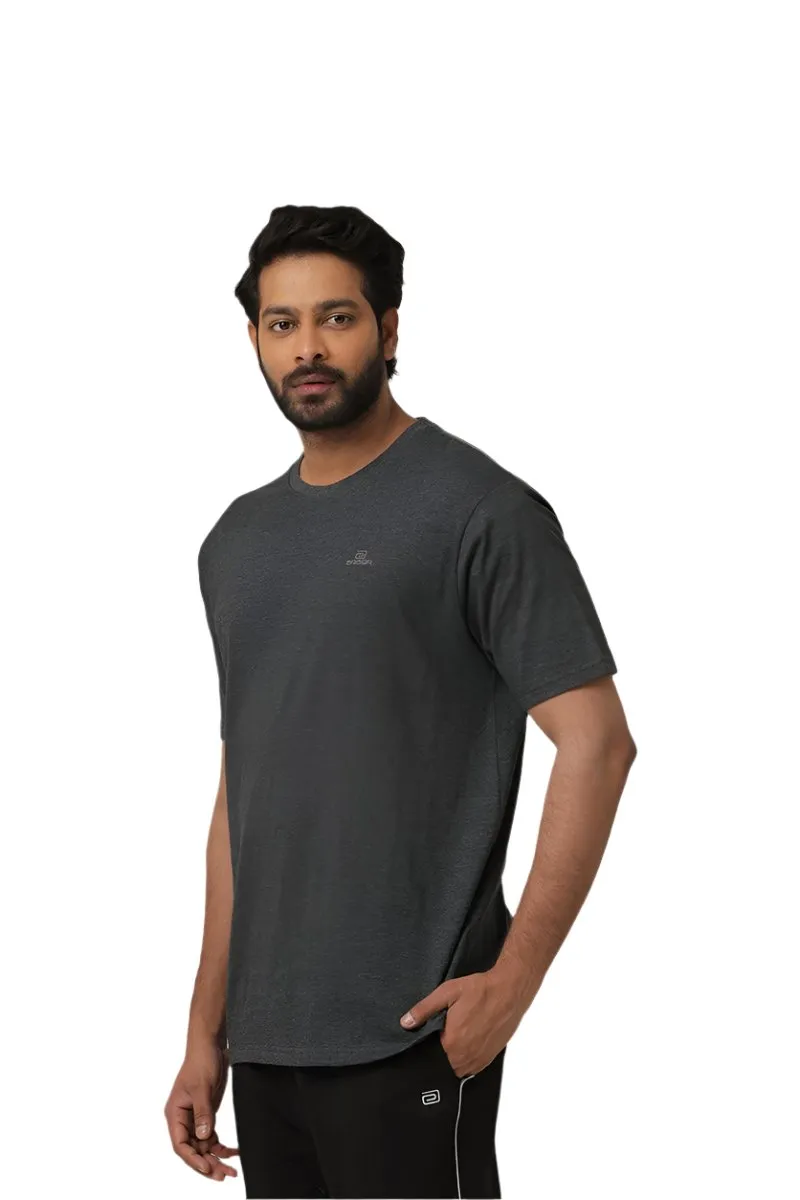 Round Neck - Charcoal Melange and White Solid T-Shirt Pack Of 2 Combo For Men | Ariser