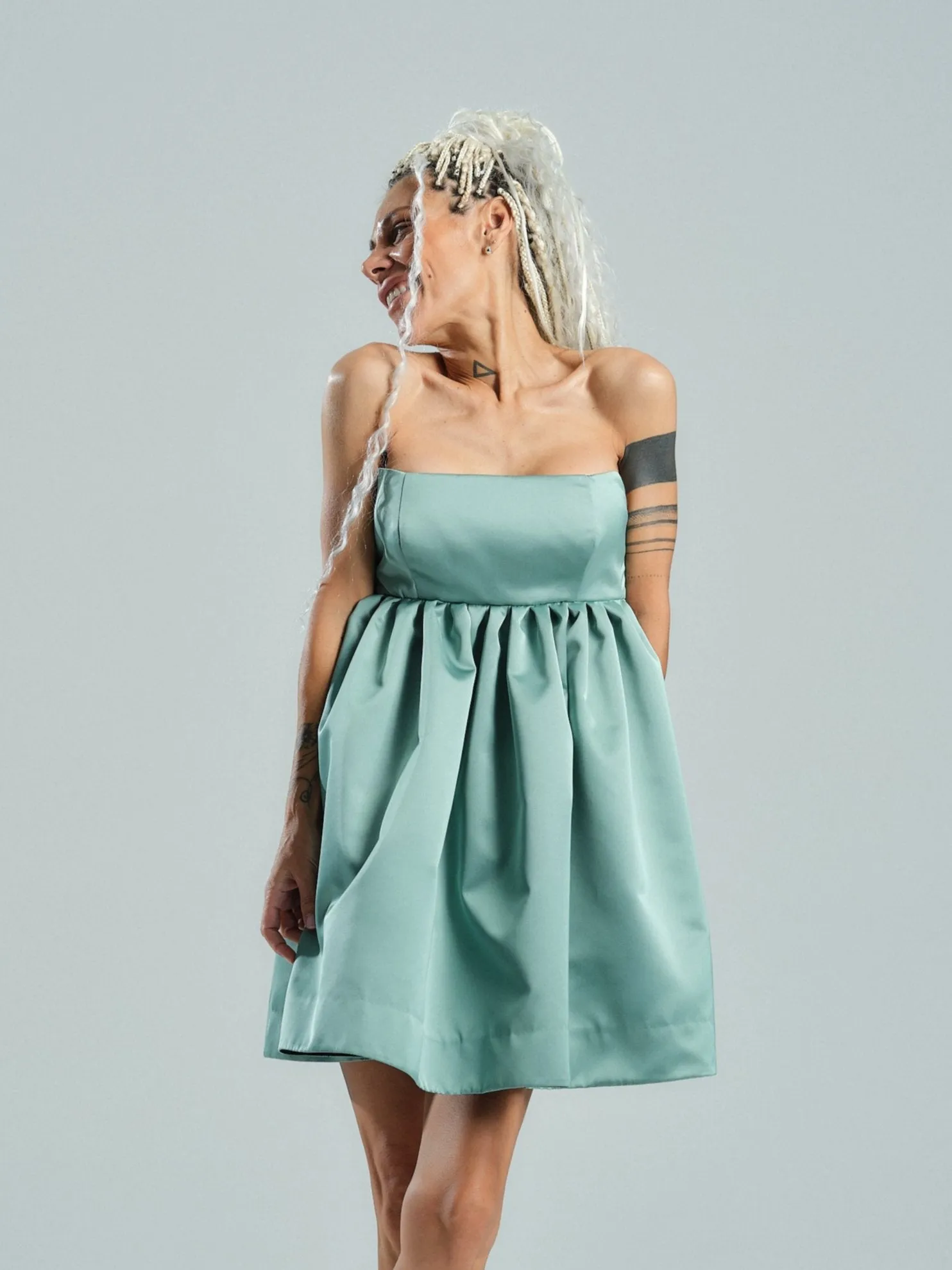 Seafoam Babydoll Mini Dress