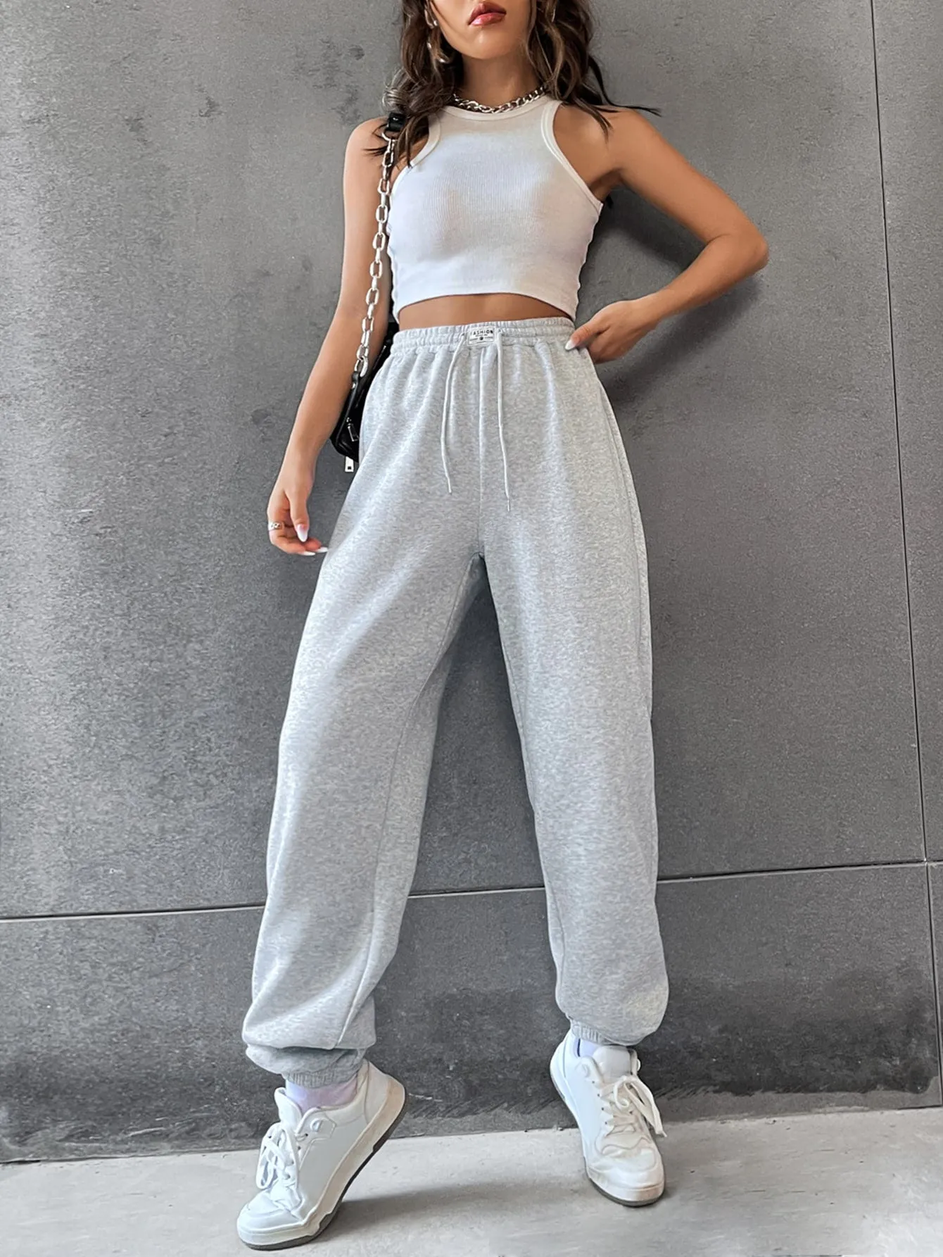 SHEIN EZwear Solid Drawstring Waist Sweatpants