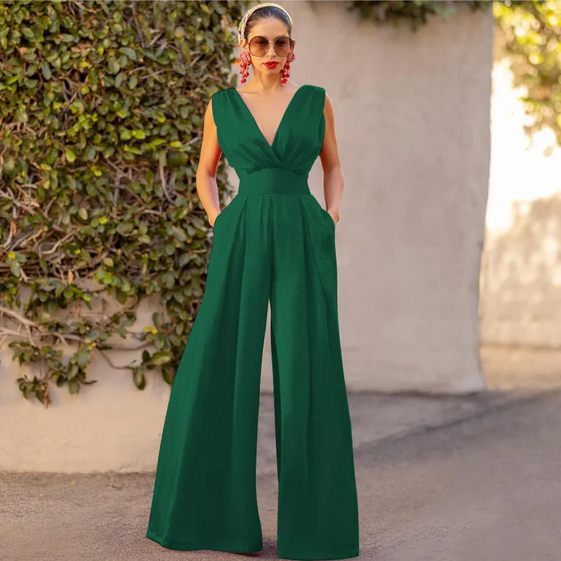 Slim Fit High Waist Wide Leg Jumpsuit