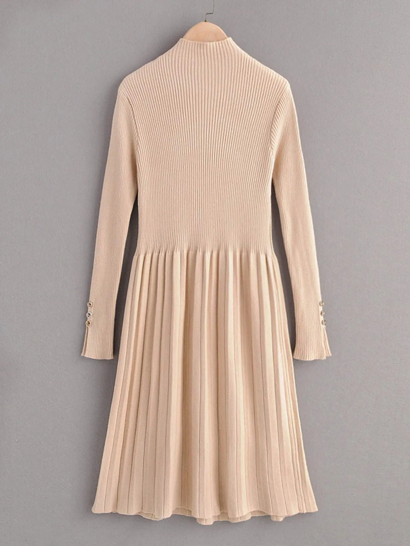 Solid Pleated Hem Jumper Dress