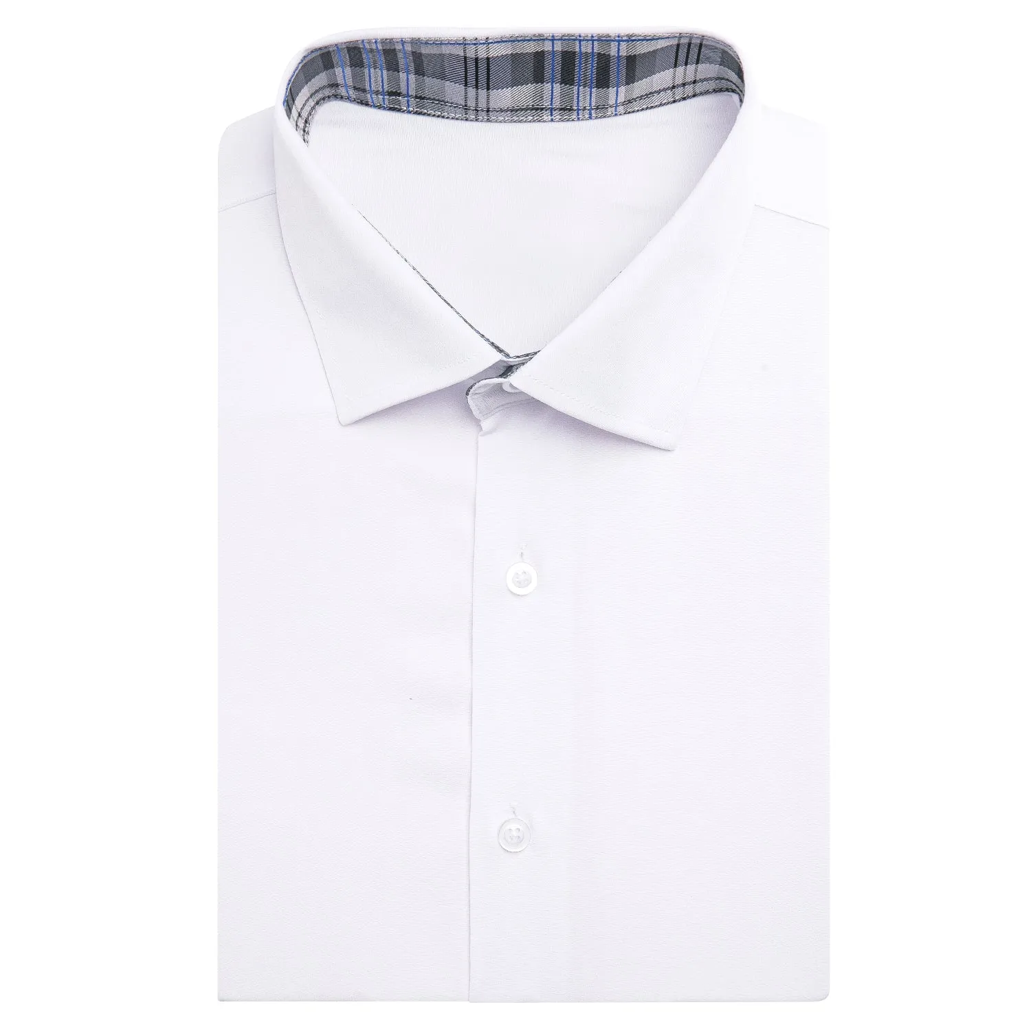 Splicing Style White with Black White Plaid Silk Men's Short Sleeve Shirt