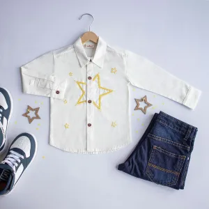 Stars Party Embroidered Shirt - White