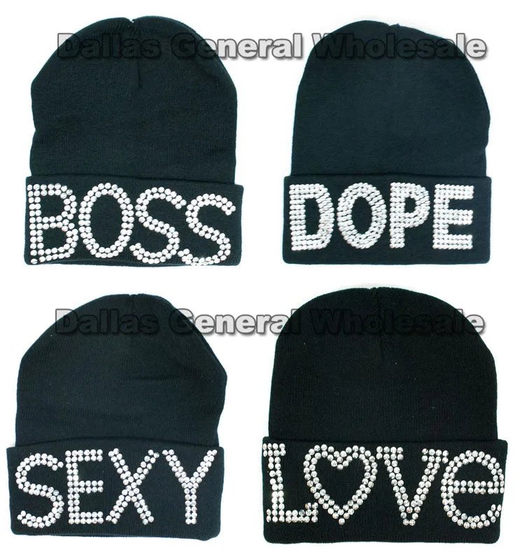 Studded Winter Fashion Beanie Caps Wholesale