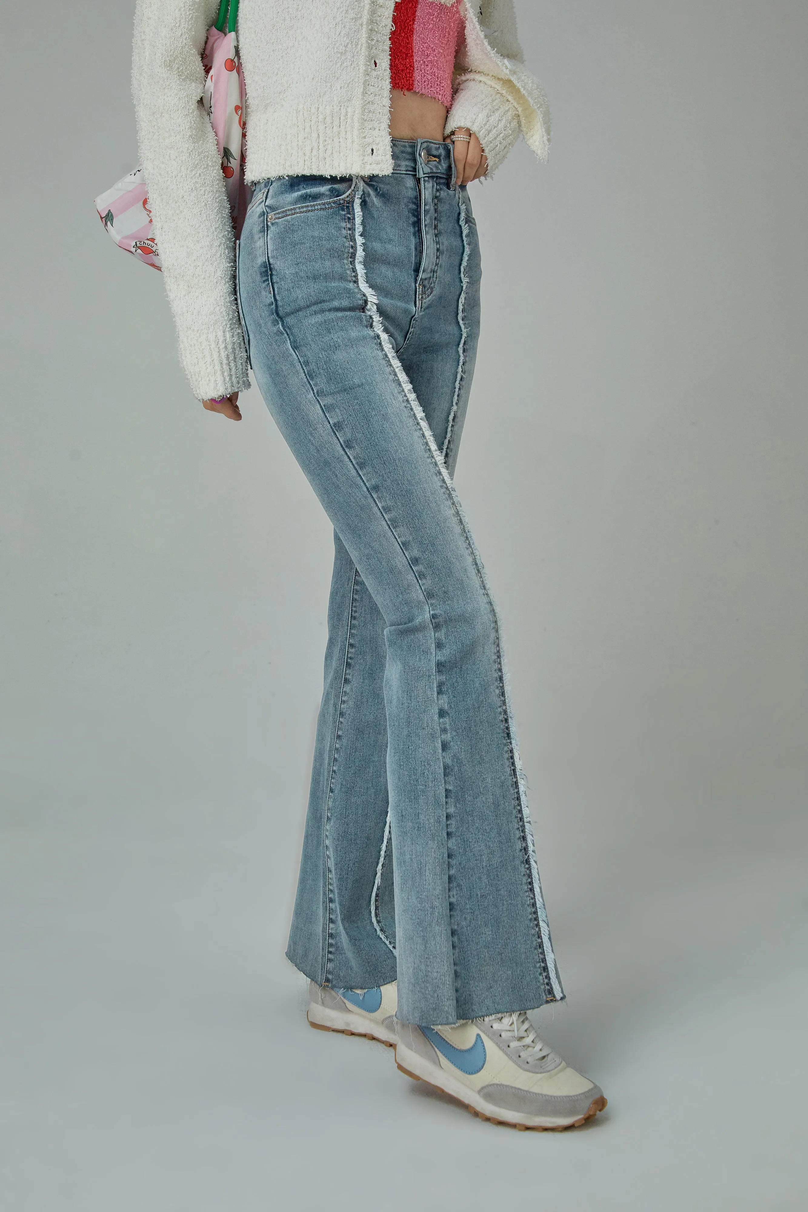 Sunshine High Waist Bootcut Washed Denim Pants