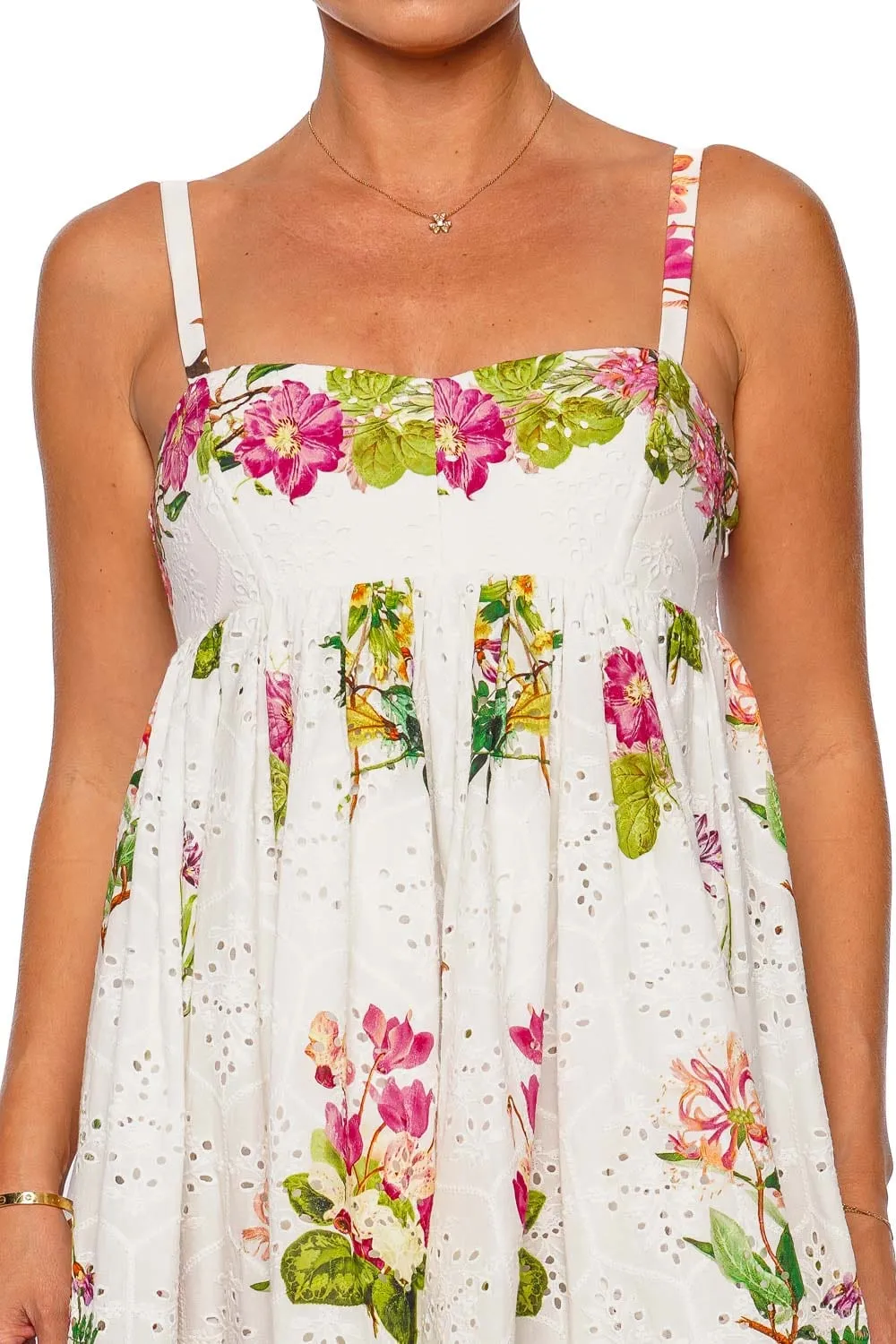 Taha White Floral Eyelet Mini Dress