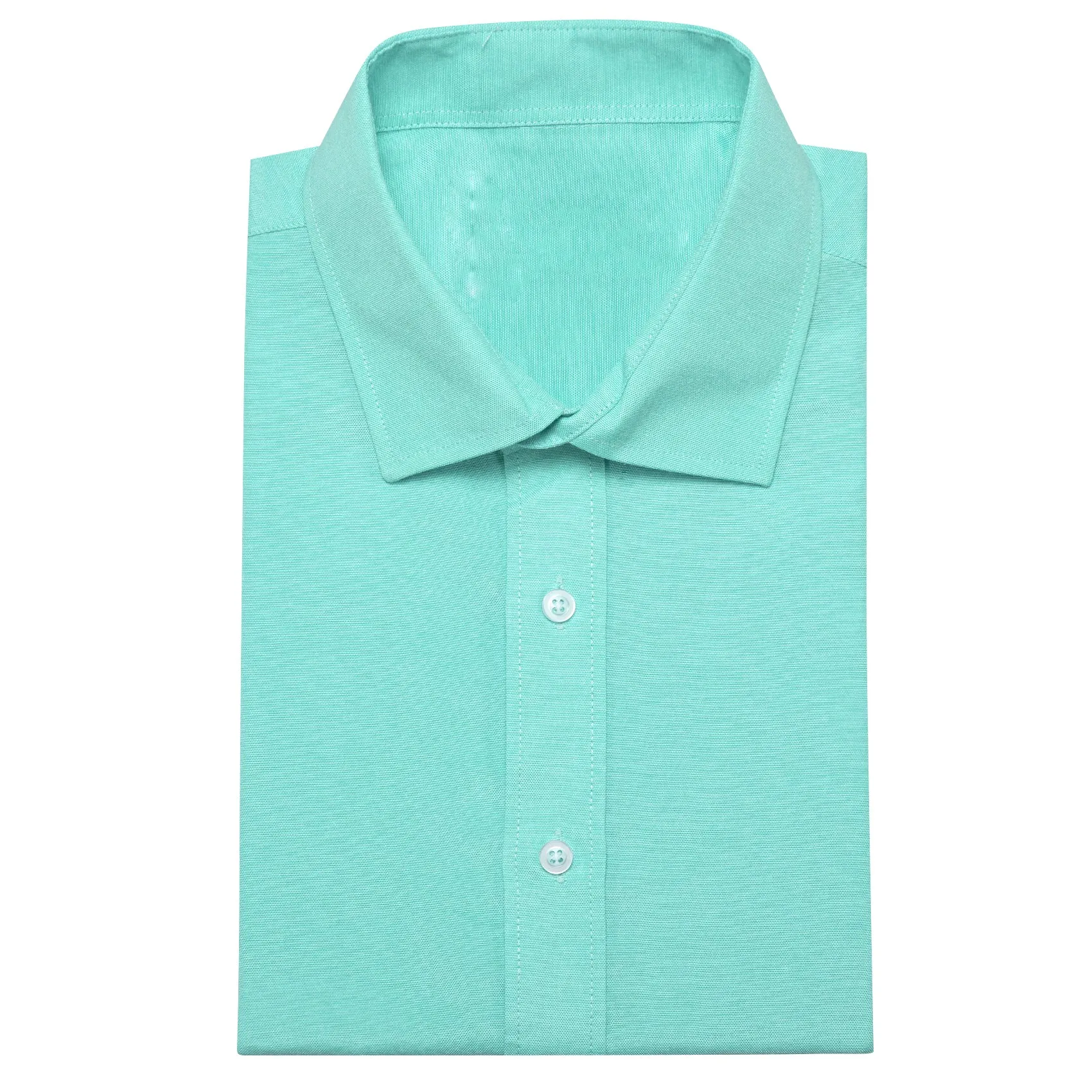 Teal Blue Solid Men's Long Sleeve Casual Shirt