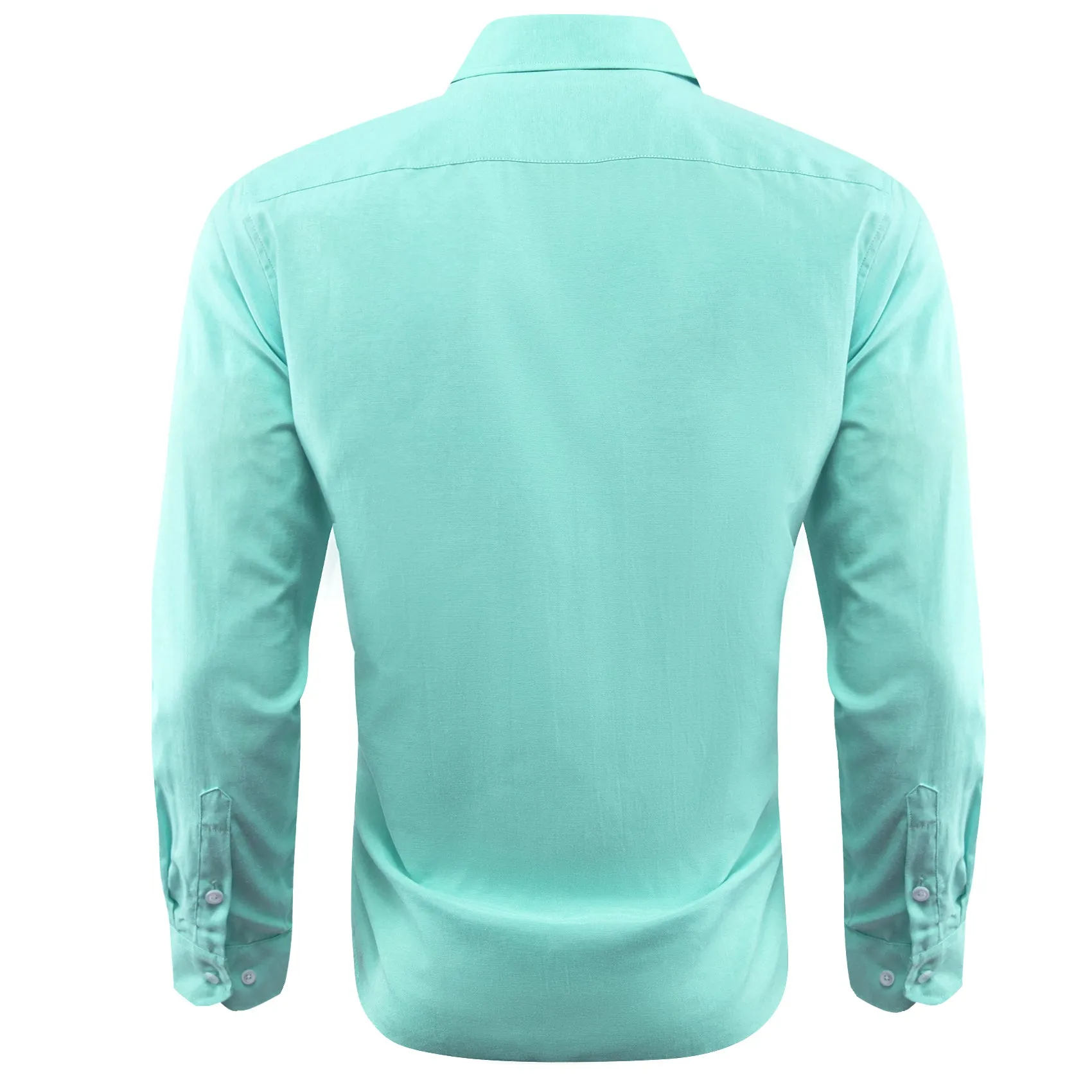 Teal Blue Solid Men's Long Sleeve Casual Shirt