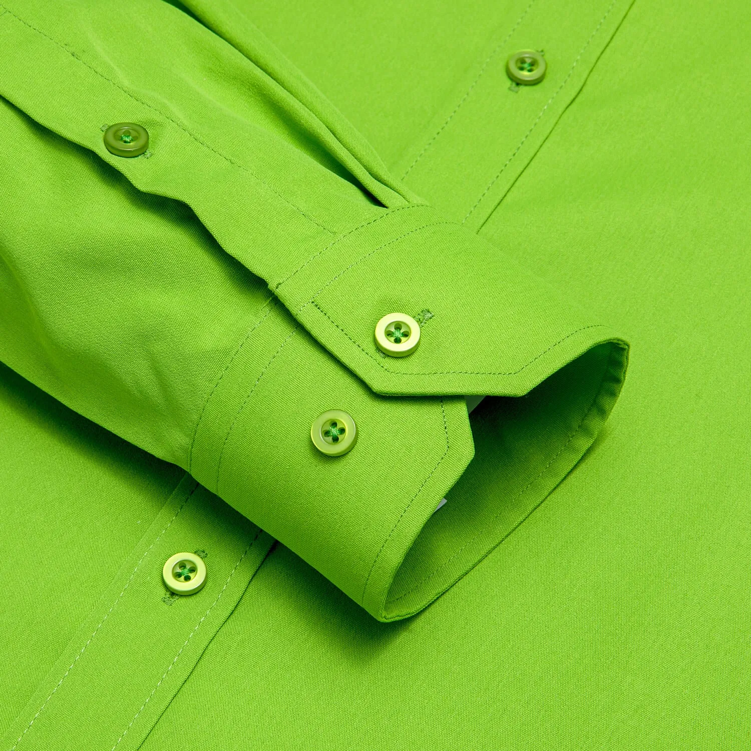 Ties2you Button Down Shirt Lime Green Solid Silk Men's Long Sleeve Shirt