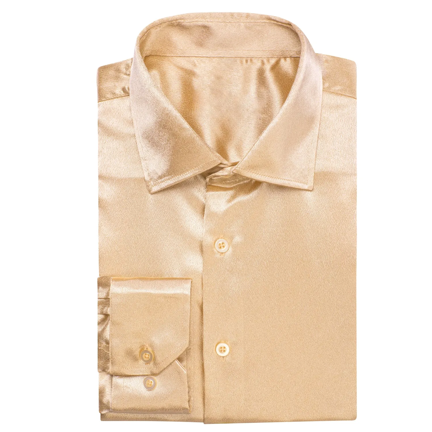 Ties2you Silk Shirts Champagne Solid Long Sleeve Shirt for Mens