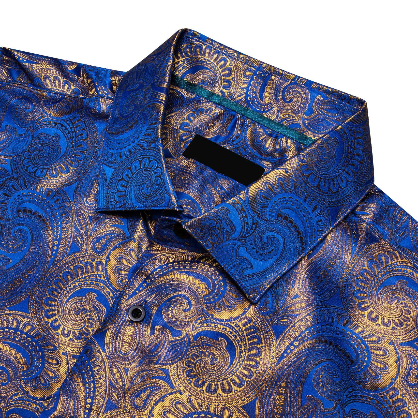 Ties2you Work Shirt Blue Yellow Paisley Silk Mens Button Down Long Sleeve Dress Shirt Top