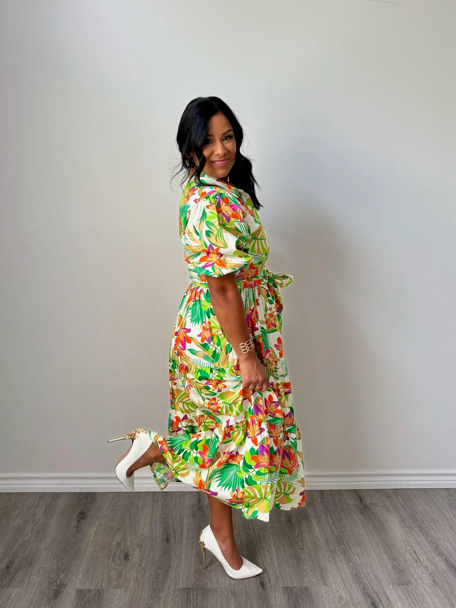 Tropical Midi Dress