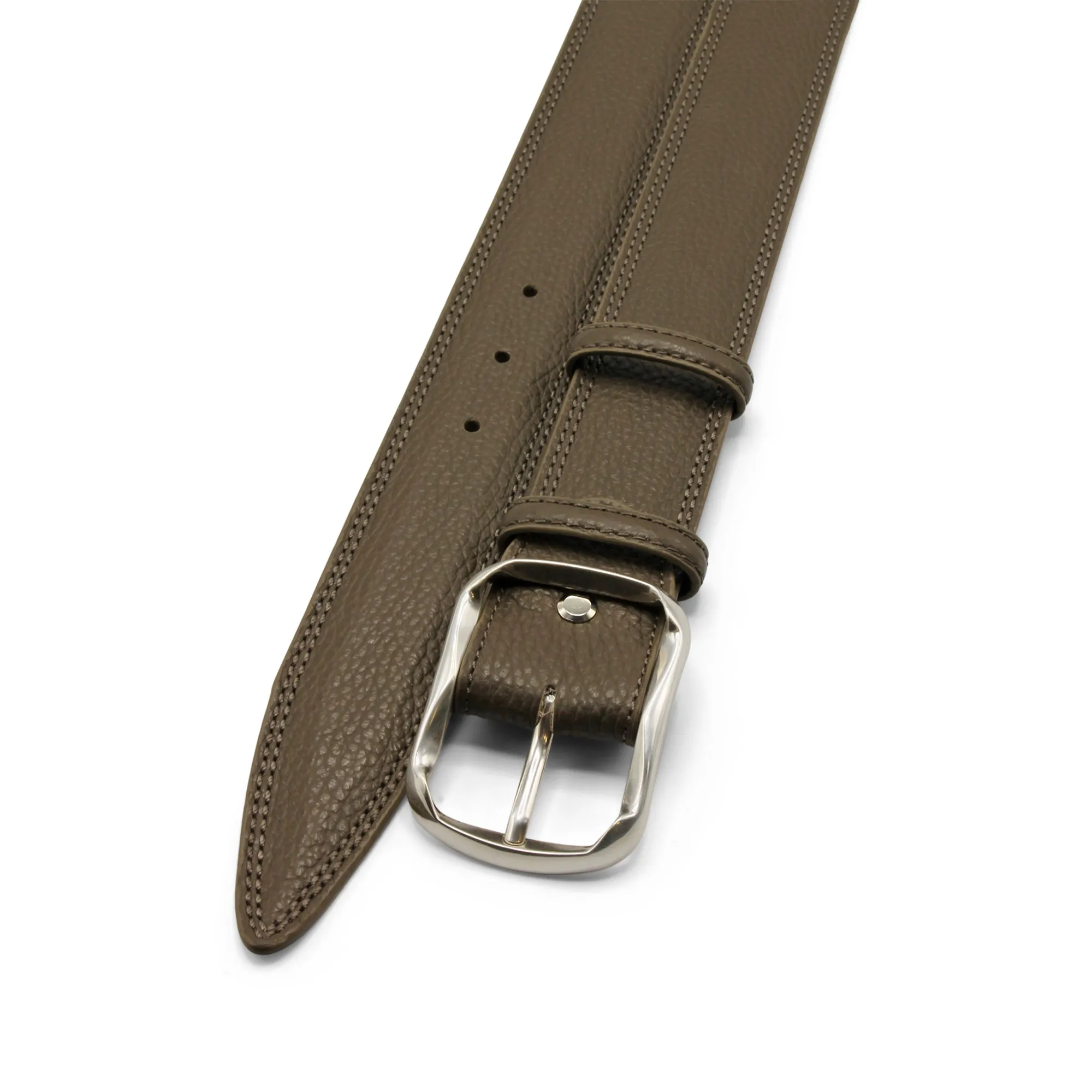 Tumbled Taupe Grey Casual Bogart Welt Centre Prong Belt