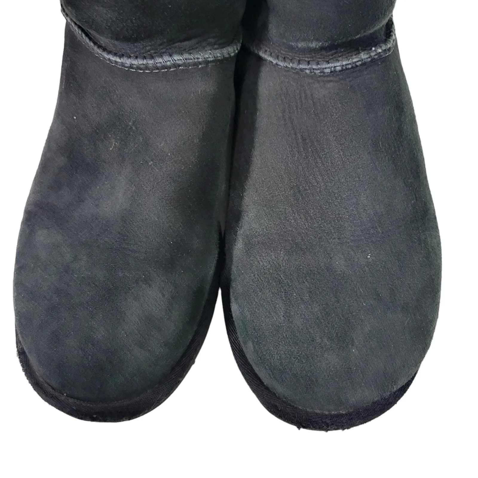 UGG Classic Short Boots Black Suede Shearling Sheepskin Fur Flat Comfort Size 8