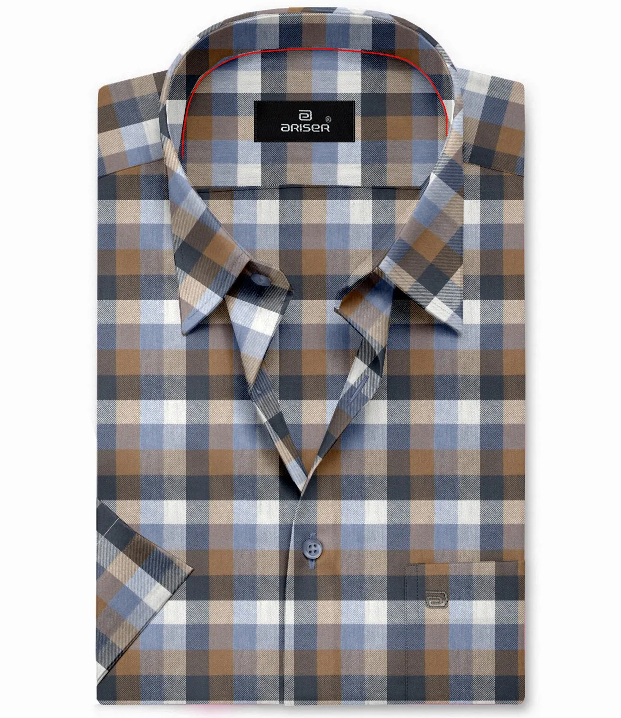 Vegas - Brown With Blue Checked Shirts For Mens | Ariser