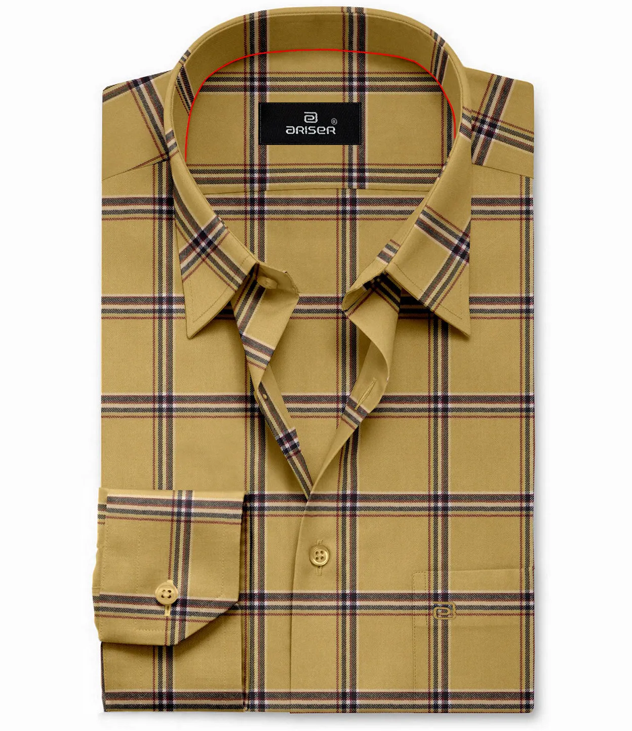 Vegas - Mustard Yellow With Black Checked Shirts For Mens | Ariser