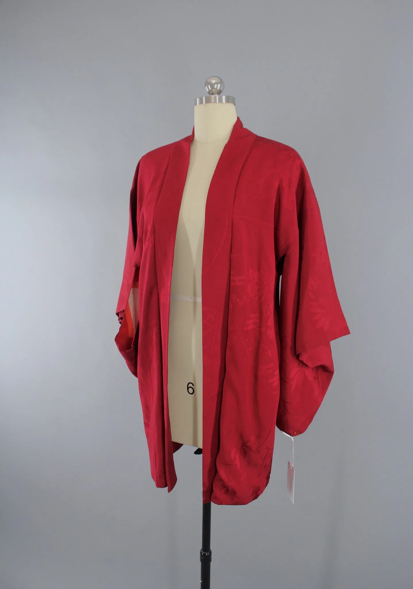 Vintage 1930s Silk Haori Kimono Jacket in Brick Red