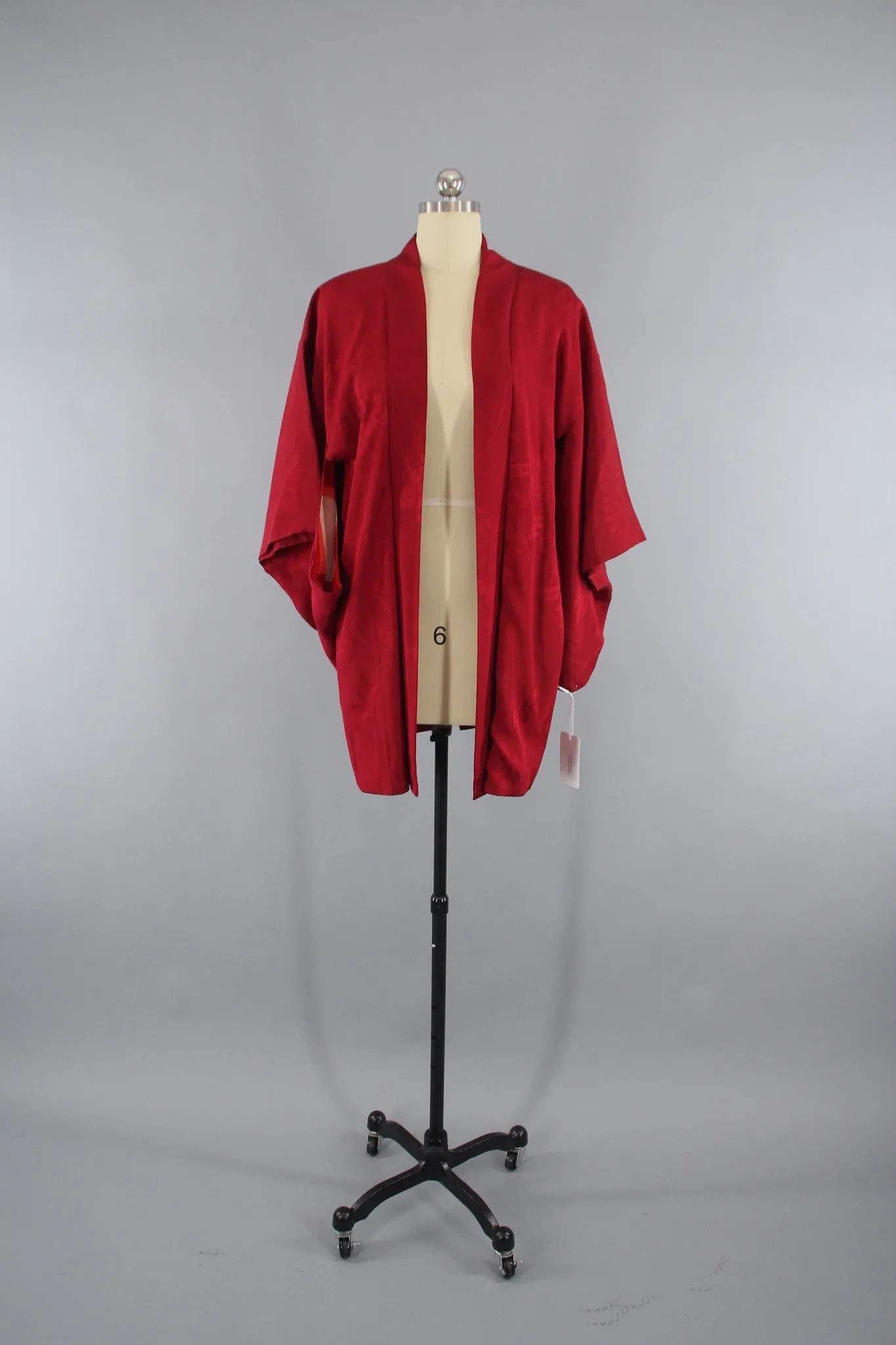 Vintage 1930s Silk Haori Kimono Jacket in Brick Red