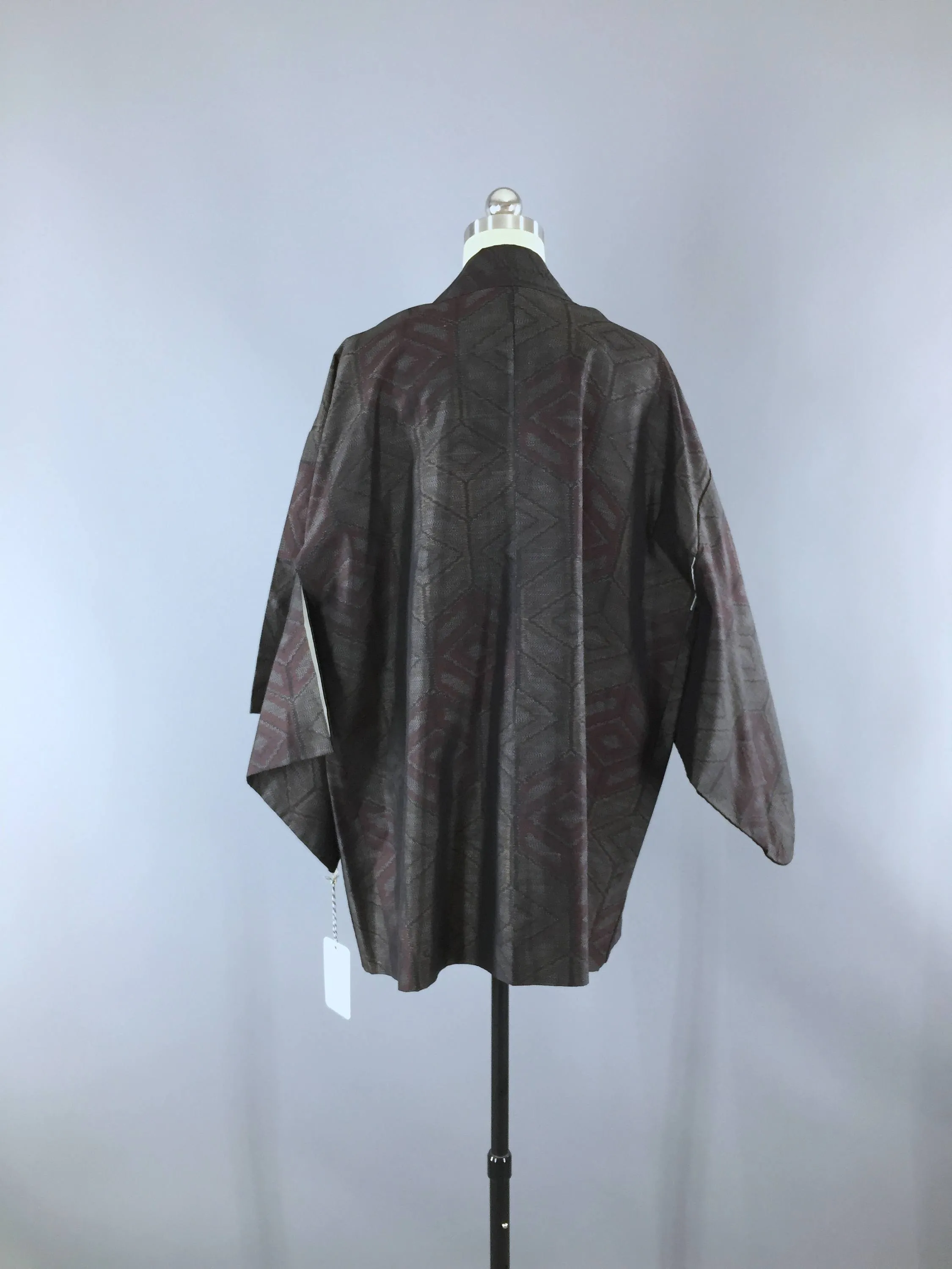 Vintage 1970s Haori Kimono Jacket / Black Diamonds