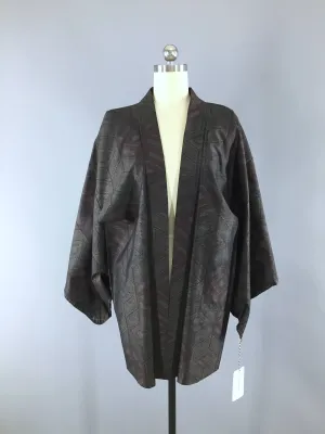 Vintage 1970s Haori Kimono Jacket / Black Diamonds