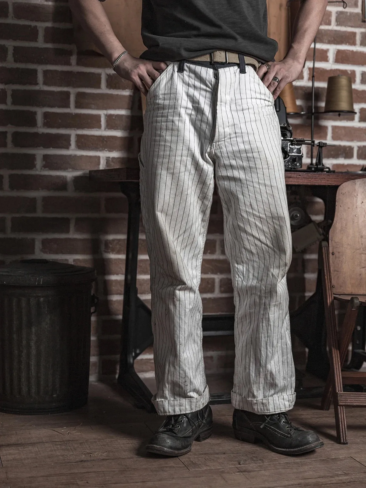 Vintage 50s Mechanic Work Pants with Railroad Carpenter Stripe