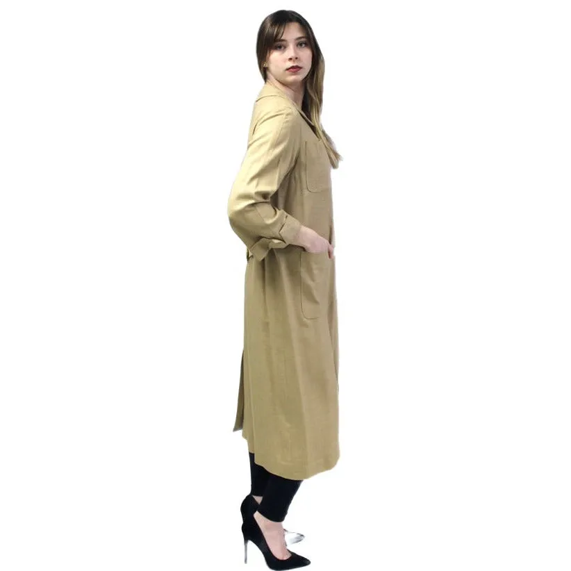 Vintage Jerry Gilden Spectator Linen Coat Dress Spring Button Front 1950s S/M Belt Back