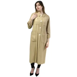 Vintage Jerry Gilden Spectator Linen Coat Dress Spring Button Front 1950s S/M Belt Back