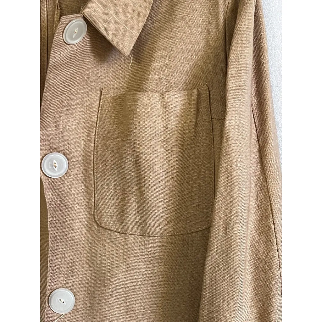 Vintage Jerry Gilden Spectator Linen Coat Dress Spring Button Front 1950s S/M Belt Back