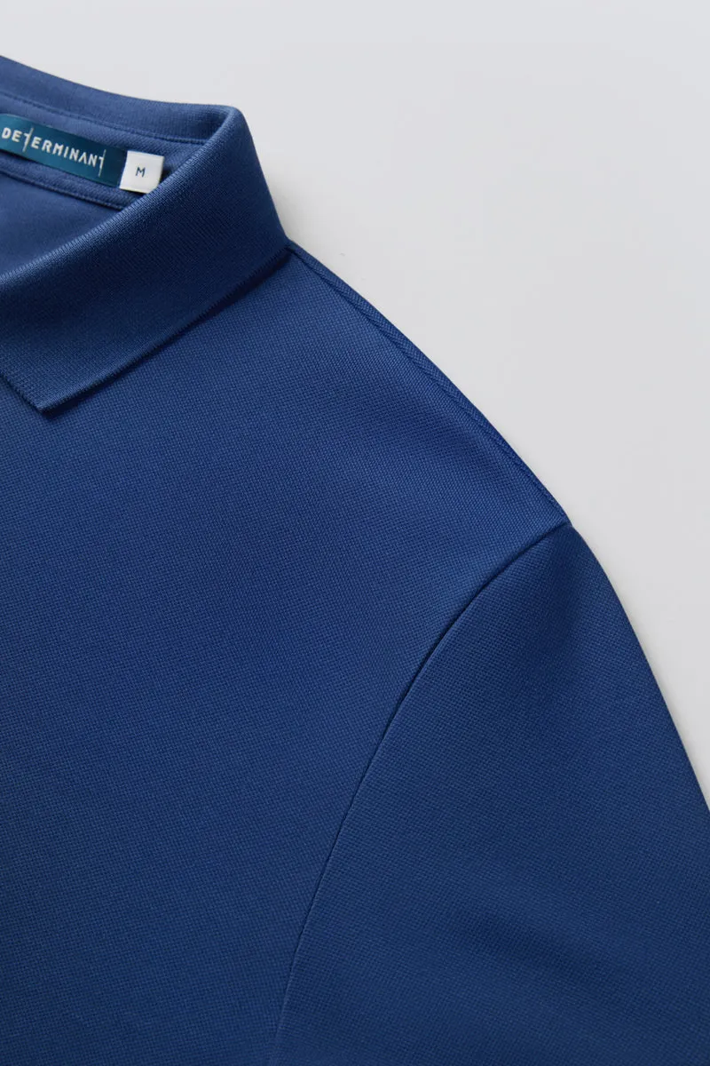 VISDRY™ Pique Long Sleeve Polo | Blue NYE073