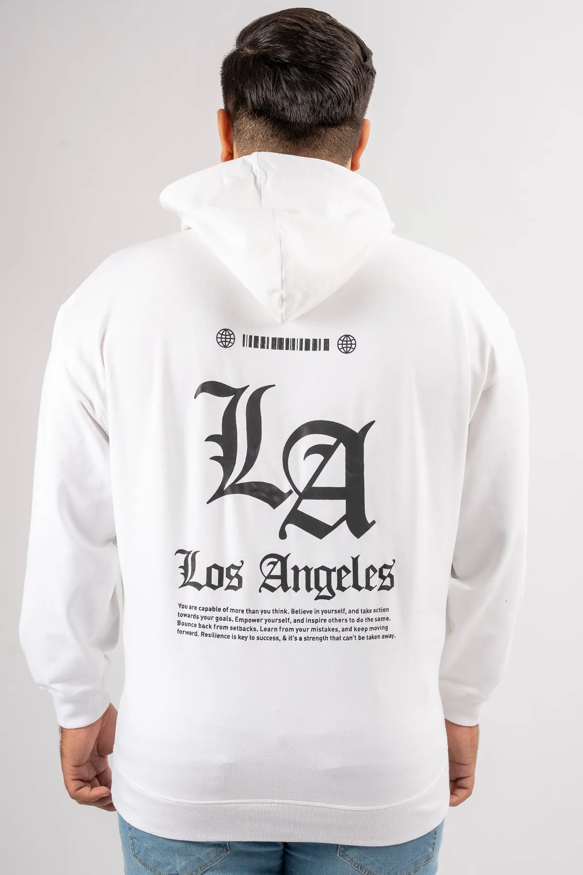 White LA Loose Fit Graphic Hoodie (Plus Size) - S24 - MH0096P