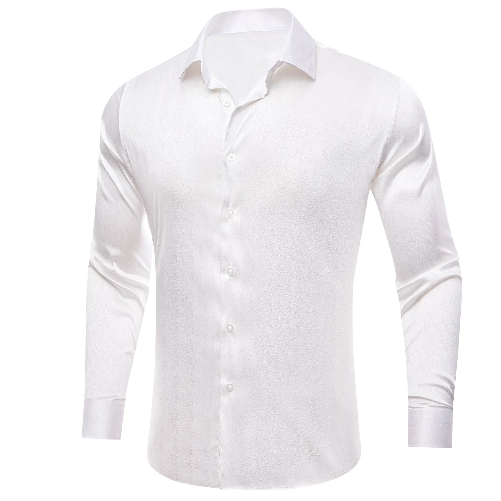 White Novelty Silk Men's Long Sleeve Shirt