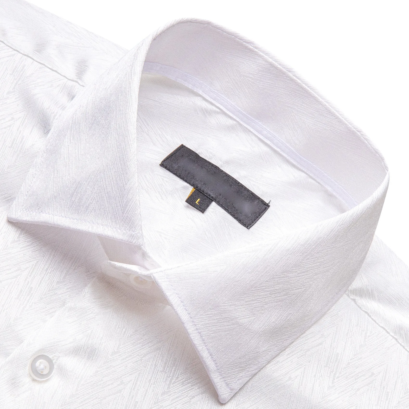 White Novelty Silk Men's Long Sleeve Shirt