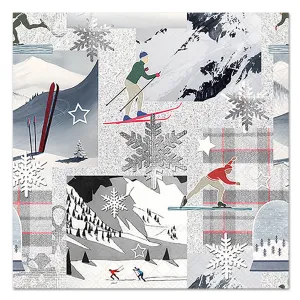 Winter Sports Montage Paper Luncheon Napkins