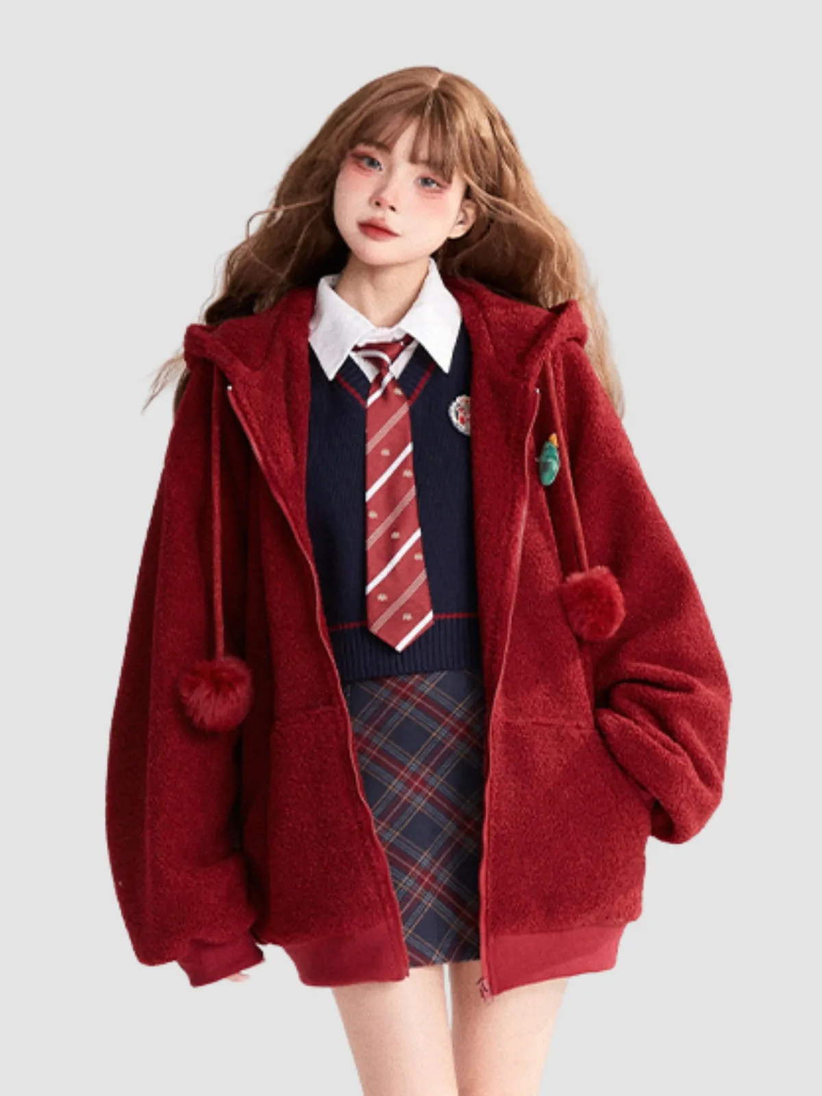 WLS College Knitted Vest Shirt Skirt Suit