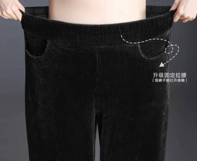 Women Corduroy Warm Pants Thick Plush Casual Pants Autumn Winter Leggings High Waist Harem Pants Trousers