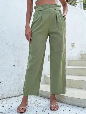 Women’s high waist solid color commuter style straight leg pants